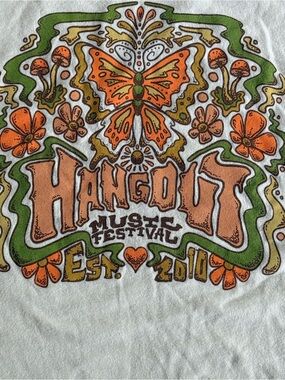 Hangout Fest Baby Tee Y2K Boho Butterfly Graphic Crop Top vintage Bella Canvas M